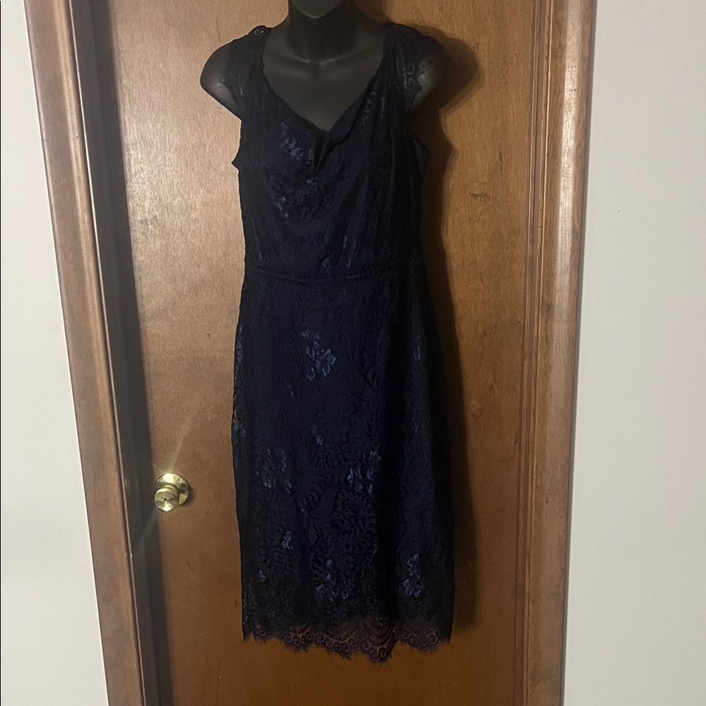 Allandwell Navy Blue Lace Sleeveless Cocktail Dress Women’s XL